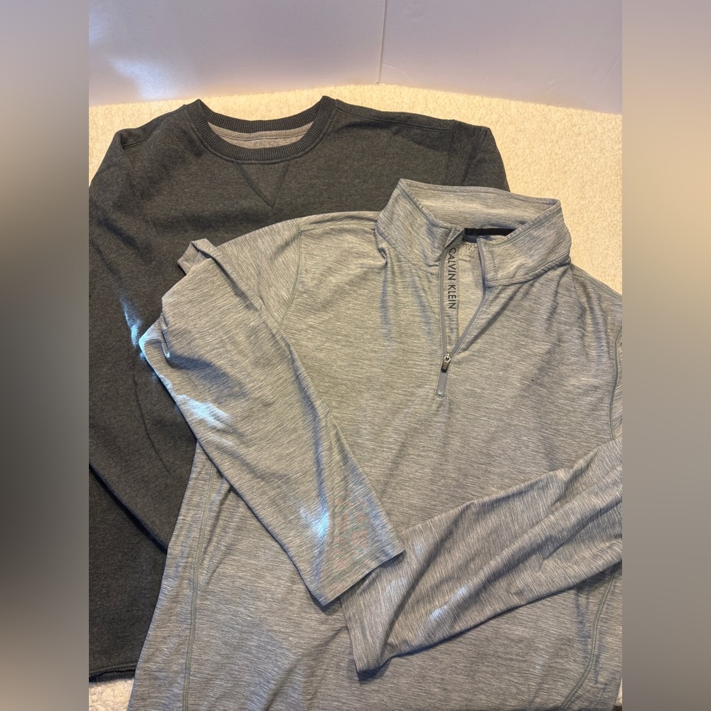 Calvin Klein 1/4 zip Gray pullover and Dark Gray Mountain Ridge. Size Large.